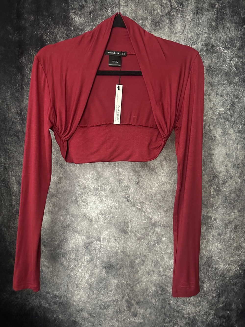 Wine Red Long-Sleeve Crop Bolero